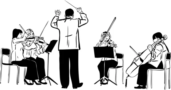 Sketch of a string quartet with derezherom — Stock Photo, Image