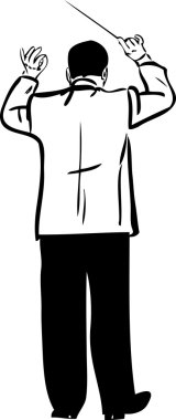 Sketch male conductor with baton clipart