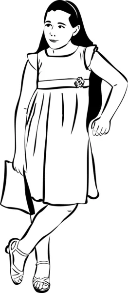 Skizze des Mädchens mit dem Paket in der Hand — Stockvektor