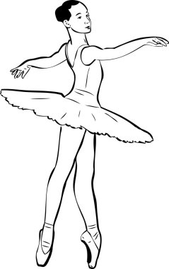 Sketch of girl's ballerina in tutu and pointe clipart