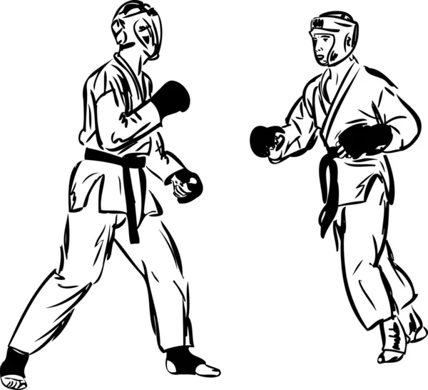 Karate kyokushinkai Sketch Kampfkunst und Kampfsport — Stockvektor