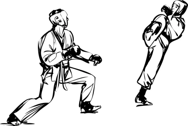 Karate kyokushinkai schets martial arts en strijdlustige sport — Stockvector