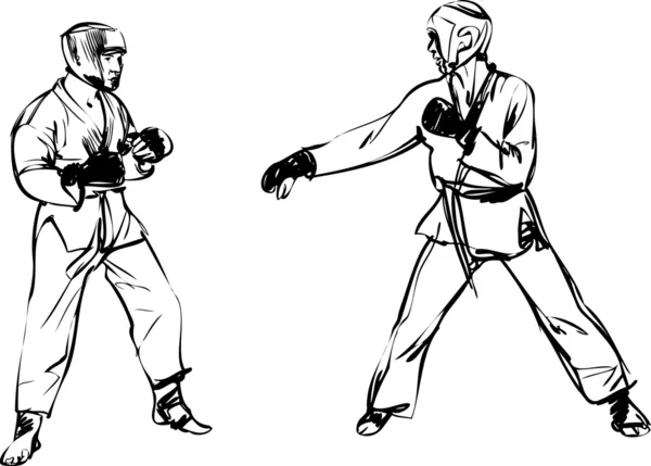 空手道 kyokushinkai 素描武术和好斗体育 — 图库矢量图片