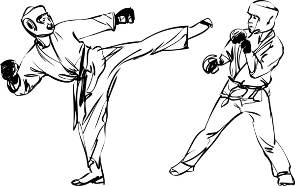 Karaté Kyokushinkai croquis arts martiaux et sports de combat — Image vectorielle