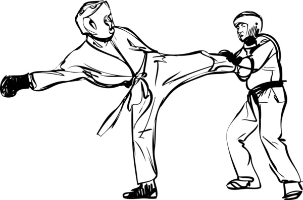 Karate Kyokushinkai bosquejo artes marciales y deportes combativos — Archivo Imágenes Vectoriales