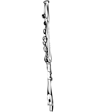 Sketch wind musical instrument orchestra Flute clipart
