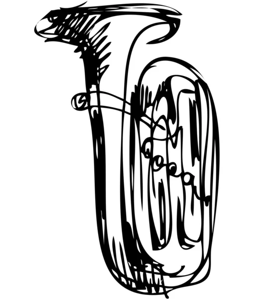 Boceto del instrumento musical de tubo de cobre — Vector de stock
