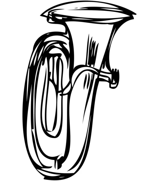 Esboço do instrumento musical tubo de cobre —  Vetores de Stock