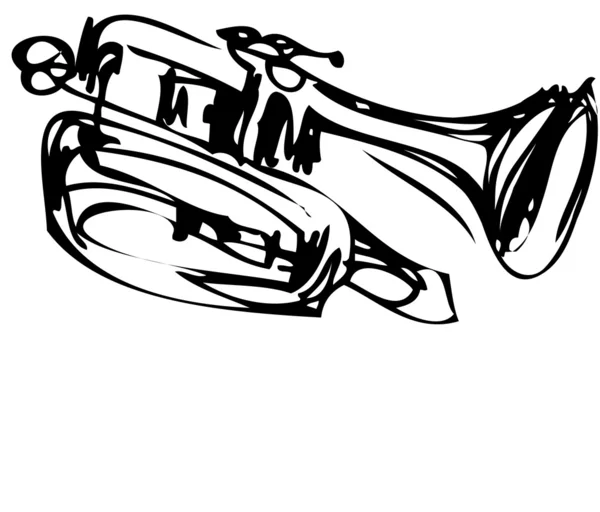 Esquisse de cuivre Cornet Instrument de musique — Image vectorielle