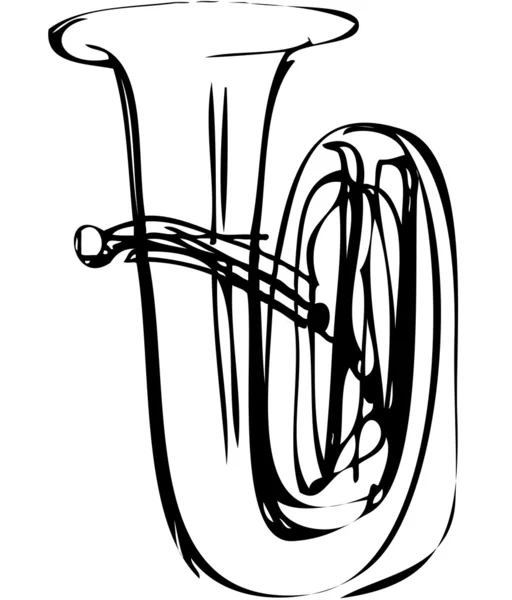 Boceto del instrumento musical de tubo de cobre — Vector de stock