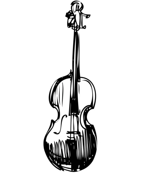 Bosquejo de una orquesta de instrumentos musicales de cuerda violín — Archivo Imágenes Vectoriales