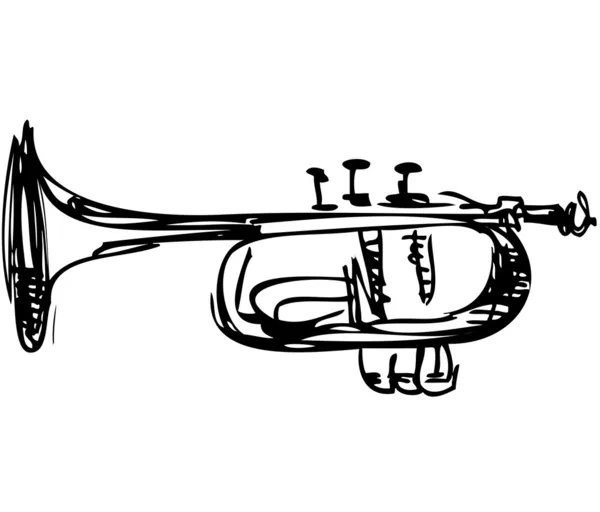 Sketch of copper Cornet Musical Instrument — Stock Vector