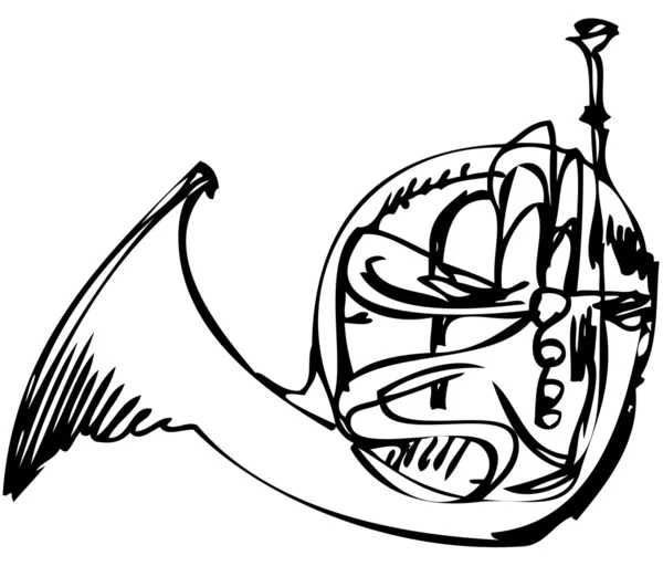 Esquisse de l'instrument de musique à corne de cuivre — Image vectorielle