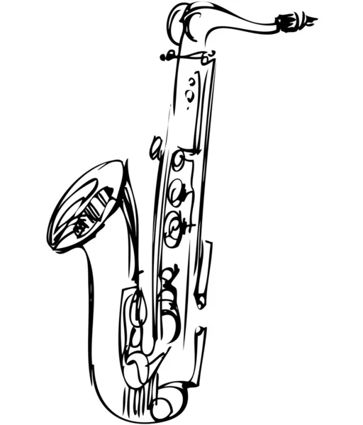 Schets messing altsaxofoon muziekinstrument — Stockvector