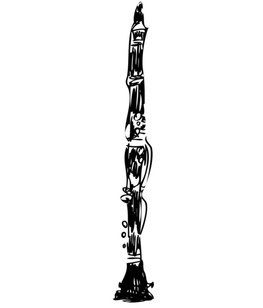 Sketch woodwind instrumento musical clarinete orquestra —  Vetores de Stock