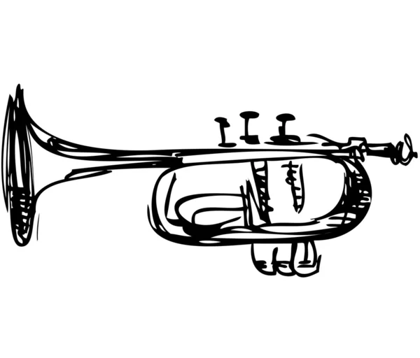 Bosquejo de cobre Cornet Instrumento Musical — Archivo Imágenes Vectoriales