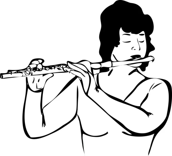 Dívka, která hraje na flétnu — Stockový vektor
