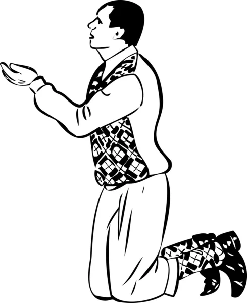 Homme à genoux pour mendier — Image vectorielle