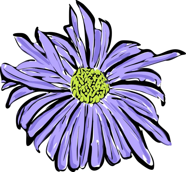 Эскиз синего цветка, напоминающего маргаритку — стоковый вектор