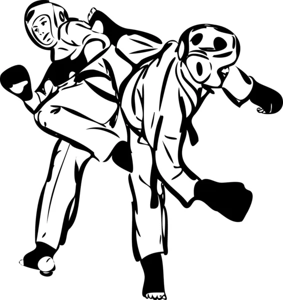 空手道 kyokushinkai 素描武术和好斗体育 — 图库矢量图片