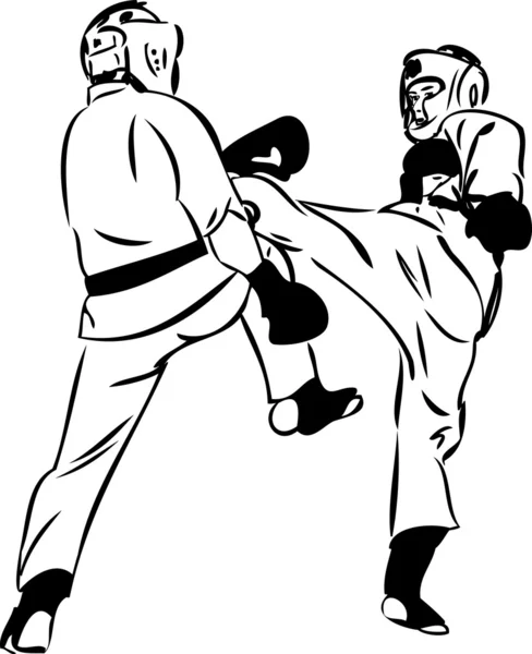 Kampsport Karate kyokushinkai skiss och stridslysten sports — Stock vektor