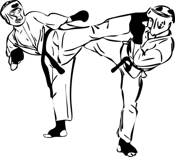 Karate dwa szkic sztuk walki i wojowniczy Sport — Wektor stockowy