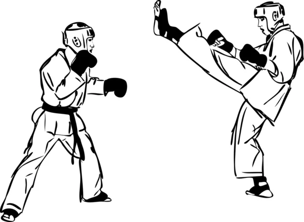 Kampsport Karate kyokushinkai skiss och stridslysten sports — Stock vektor