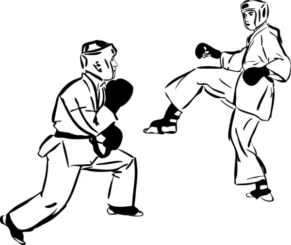 Karate Kyokushinkai esboço artes marciais e esportes combativos — Vetor de Stock