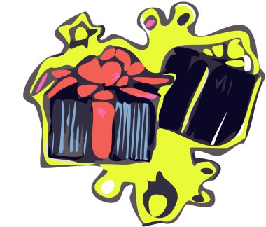 robot resmi tatil hediye kutuları bir yay ile bağlı