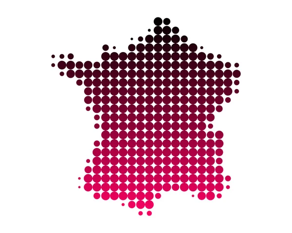 Mapa Francji w kropki gradientem fioletowy — Zdjęcie stockowe