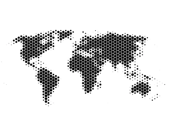 Mapa do mundo em hexágonos — Fotografia de Stock