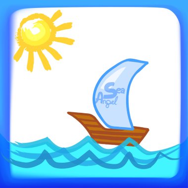 Children's drawing of a ship clipart