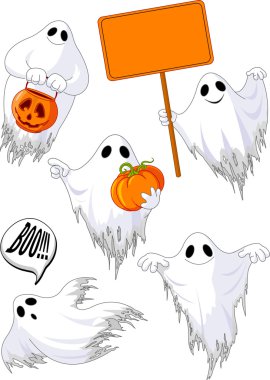 Set of cute ghosts clipart
