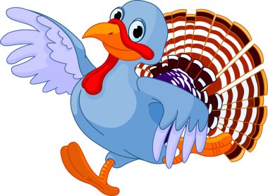 Running Cartoon Turkey clipart