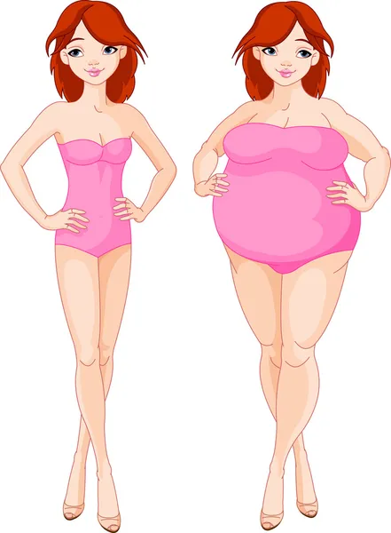 Voor en na dieet — Stockvector