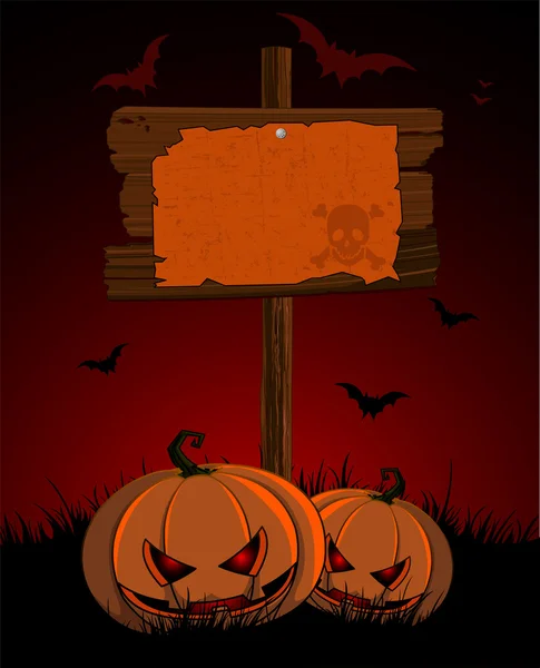 Halloween segno di legno — Vettoriale Stock