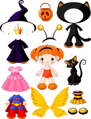 Girl with dresses for Halloween Party clipart