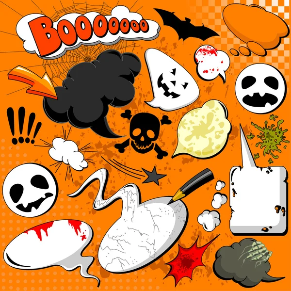 Halloween Burbujas de habla cómica — Vector de stock