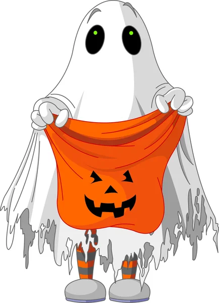 Ghost trick or treating — Stock Vector