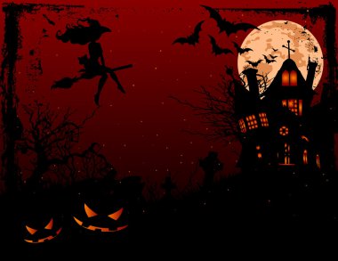 Halloween illustration of haunted house clipart