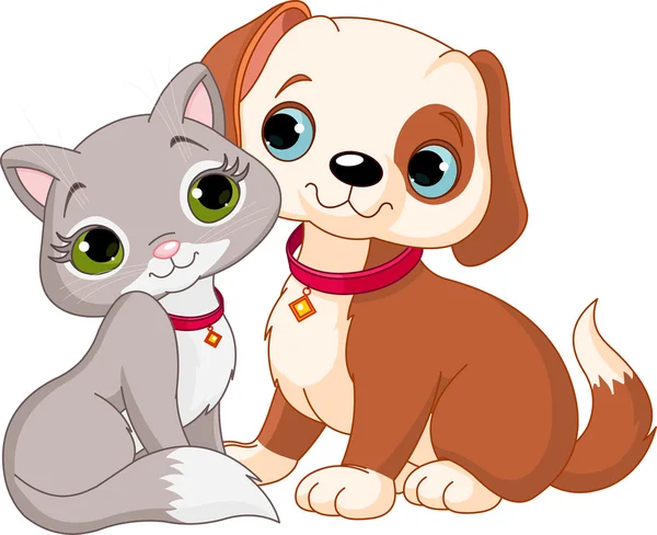 Kočka a pes — Stockový vektor