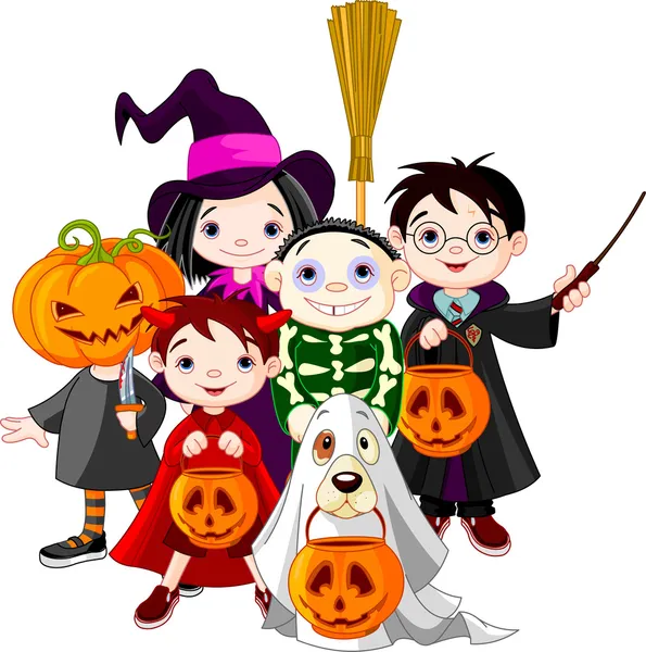 Truco de Halloween o tratar a los niños — Archivo Imágenes Vectoriales
