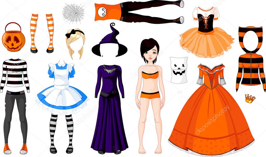 Halloween Girl with costumes
