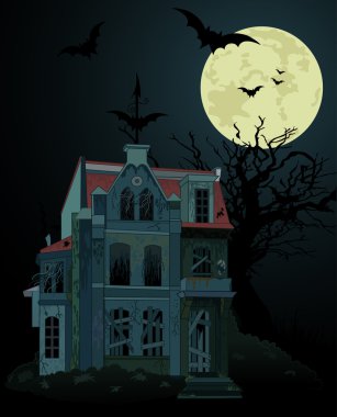 Spooky haunted house background clipart