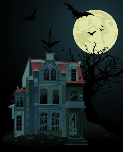 Spooky haunted house background — Stock Vector