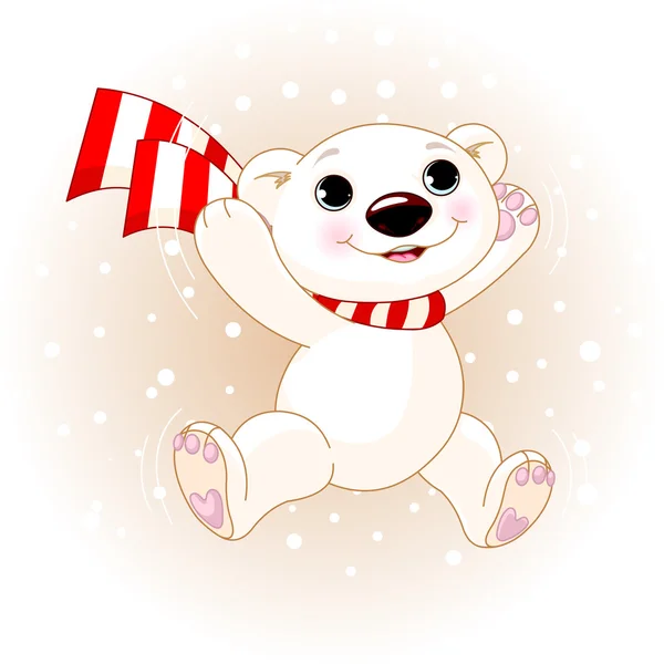 Urso polar bonito pulando — Vetor de Stock