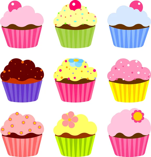 Vários cupcake — Vetor de Stock