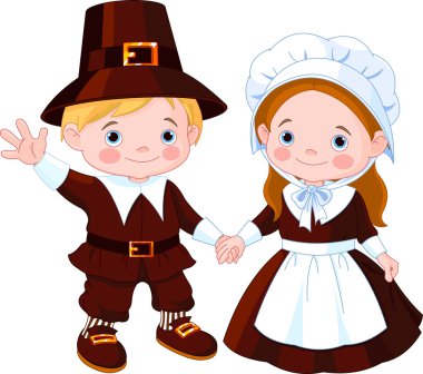 Thanksgiving Day Pilgrim Couple clipart