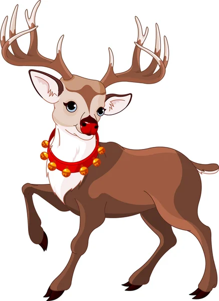 Beautiful cartoon reindeer Rudolf — Stock Vector