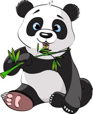 Panda eating bamboo clipart